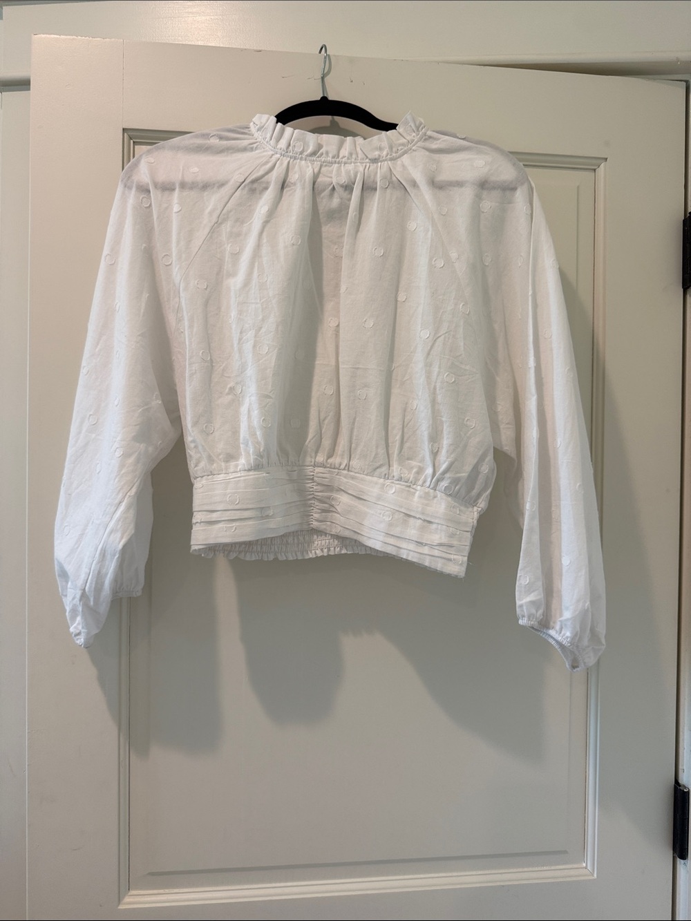 Anthropologie Maeve White Ruffled Neck Blouse - Picture 1 of 3